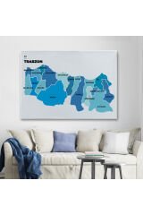 Trabzon İli ve İlçeler Haritası Dekoratif Kanvas Tablo 1471
