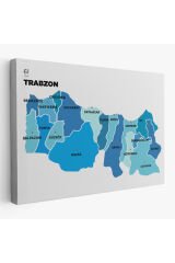 Trabzon İli ve İlçeler Haritası Dekoratif Kanvas Tablo 1471