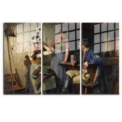 Ünlü Ressamlar ve Yapıtları Modern Yaşam Alanları İçin 3'lü Dikey Cam Tablo 890