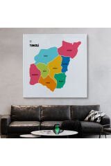 Tunceli İli ve İlçeler Haritası Dekoratif Kanvas Tablo 1472