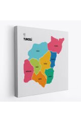 Tunceli İli ve İlçeler Haritası Dekoratif Kanvas Tablo 1472