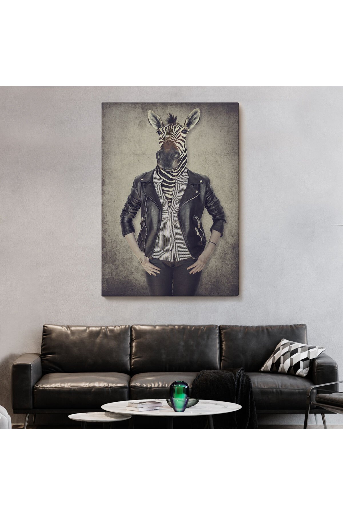 Zebra Kafalı İnsan Kanvas Tablo-4982