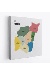Tunceli İli ve İlçeler Haritası Dekoratif Kanvas Tablo 1473
