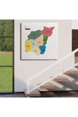 Tunceli İli ve İlçeler Haritası Dekoratif Kanvas Tablo 1473