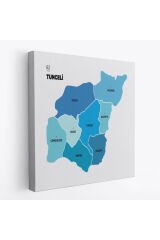 Tunceli İli ve İlçeler Haritası Dekoratif Kanvas Tablo 1474