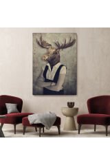 Geyik Kafalı İnsan Kanvas Tablo-4984