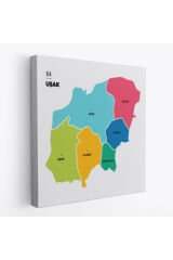 Uşak İli ve İlçeler Haritası Dekoratif Kanvas Tablo 1475
