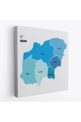 Uşak İli ve İlçeler Haritası Dekoratif Kanvas Tablo 1477