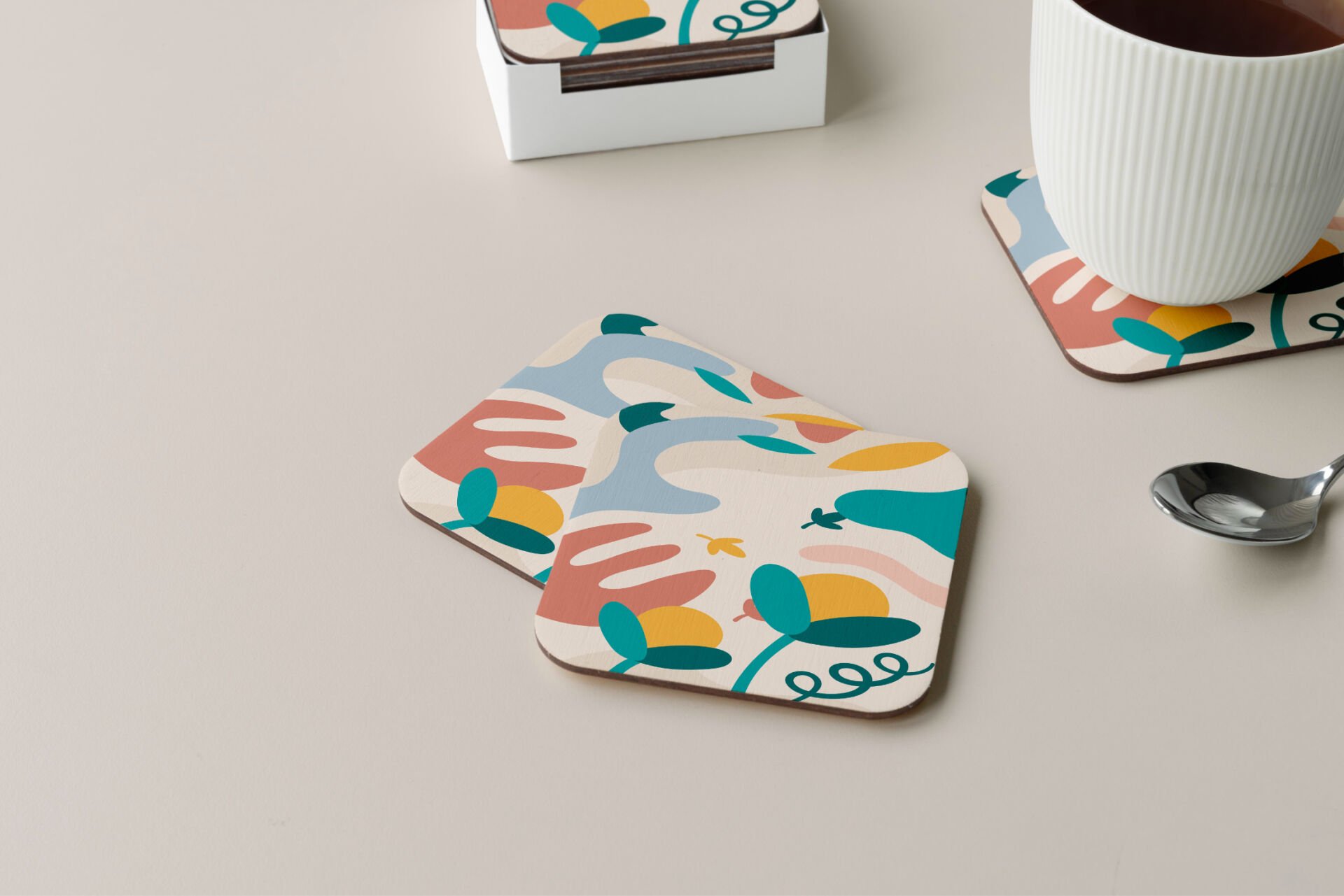 Dekoratif Bardak Altlığı Minimal Desen 214