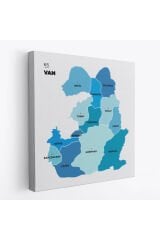 Van İli ve İlçeler Haritası Dekoratif Kanvas Tablo 1480