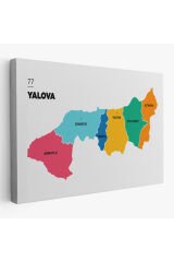 Yalova İli ve İlçeler Haritası Dekoratif Kanvas Tablo 1481