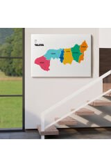 Yalova İli ve İlçeler Haritası Dekoratif Kanvas Tablo 1481