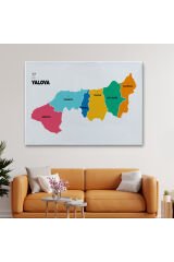 Yalova İli ve İlçeler Haritası Dekoratif Kanvas Tablo 1481