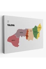 Yalova İli ve İlçeler Haritası Dekoratif Kanvas Tablo 1482