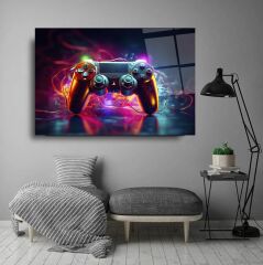 Gamer Oyun Konsolu Cam Tablo Özel Tasarım Ofis, Mutfak Çocuk Odası, Salon Dekorasyon