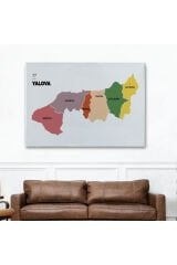 Yalova İli ve İlçeler Haritası Dekoratif Kanvas Tablo 1482