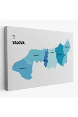 Yalova İli ve İlçeler Haritası Dekoratif Kanvas Tablo 1483