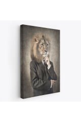 Aslan Kafalı İnsan Kanvas Tablo-4993