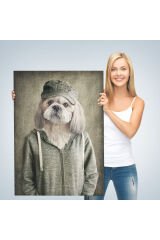 Köpek Kafalı İnsan Kanvas Tablo-4994
