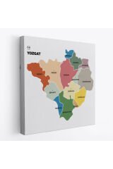 Yozgat İli ve İlçeler Haritası Dekoratif Kanvas Tablo 1485
