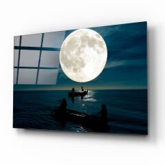 Gece Manzara Cam Tablo Özel Tasarım Ofis, Mutfak Çocuk Odası, Salon Dekorasyon