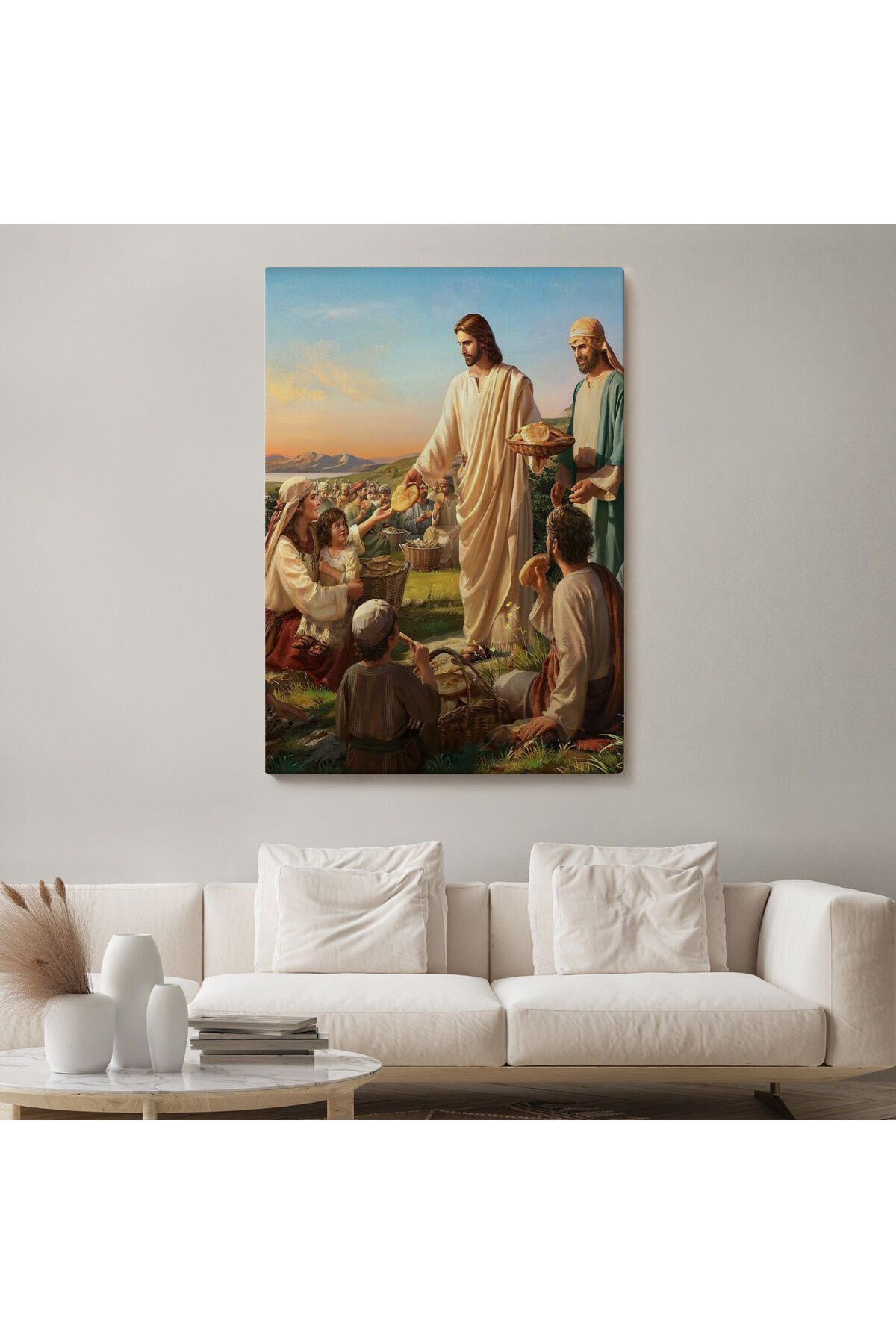 Rab İsa Binlerce Kişiyi Birkaç Ekmek İle Doyuruyor Tablo Jesus Christ -6391