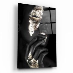 Afrikalı Kadın Cam Tablo Özel Tasarım Ofis, Mutfak Çocuk Odası, Salon Dekorasyon