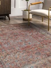 Vintage Desenli Halı, Pamuk Dokuma Pamuklu Taban Dekoratif Halı Kilim 35 - 60 x 100
