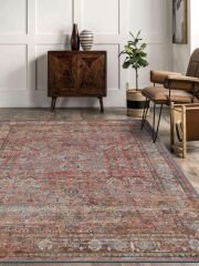 Vintage Desenli Halı, Pamuk Dokuma Pamuklu Taban Dekoratif Halı Kilim 35 - 60 x 100