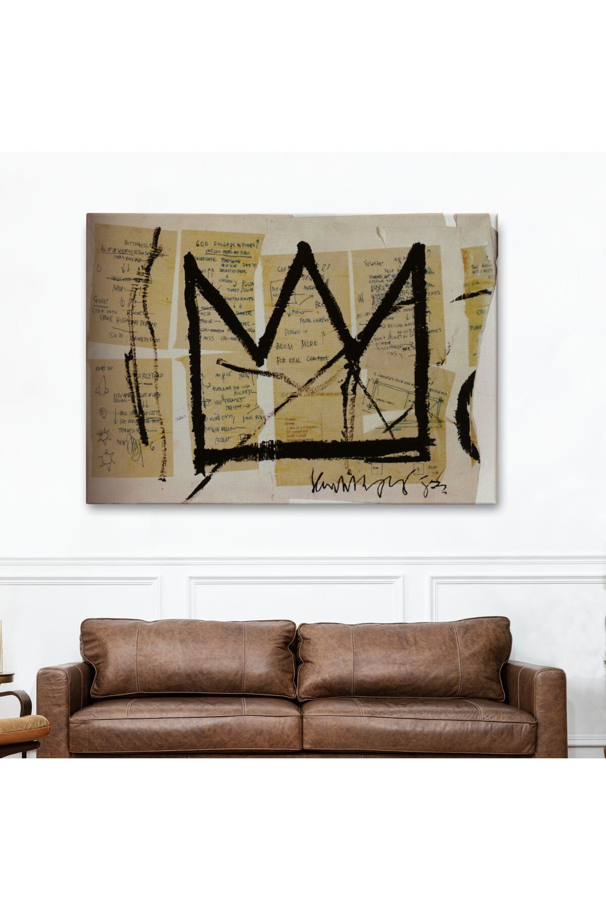Jean Michel Basquiat Notlar ve Taç Eseri Kanvas Tablo-5001