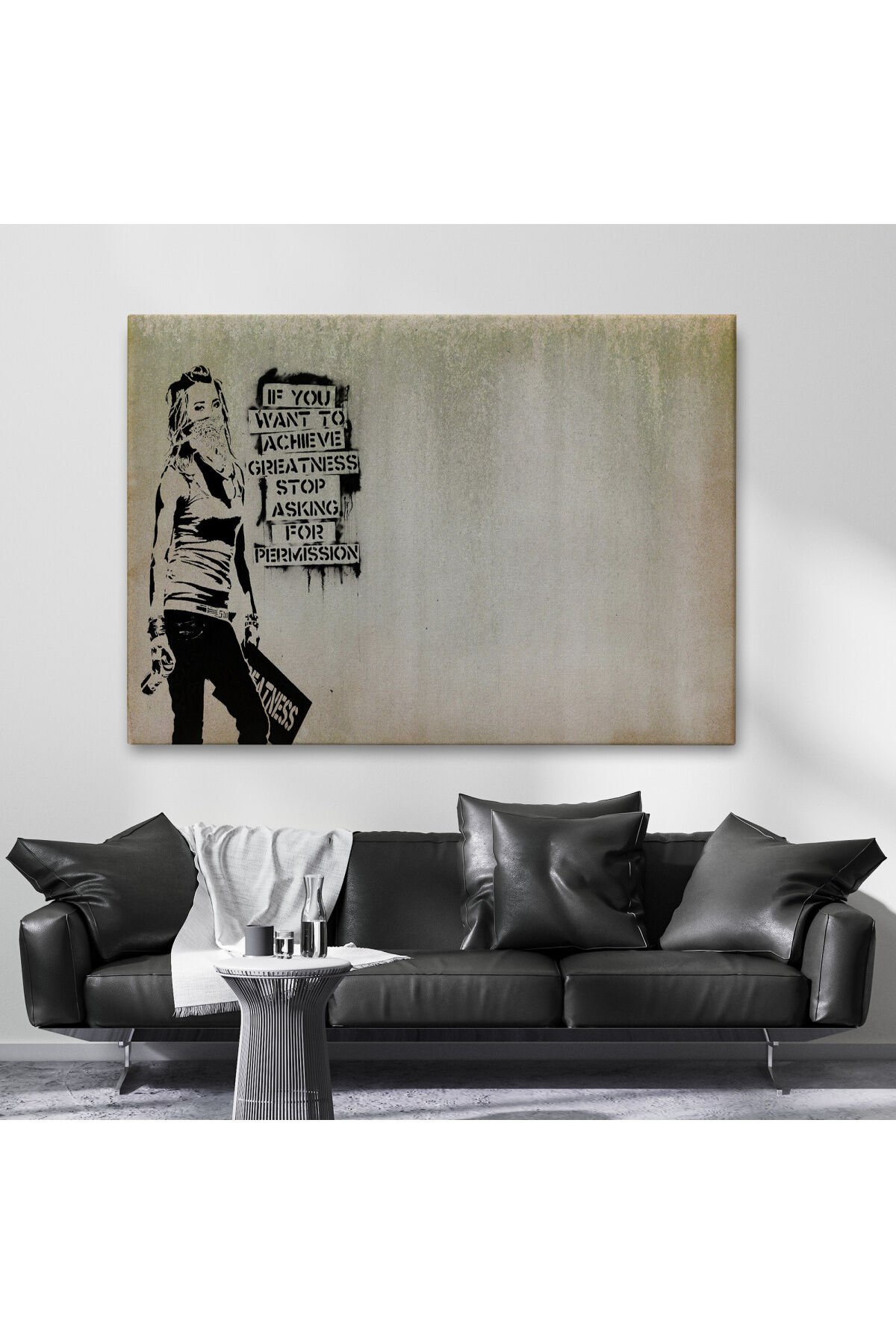 Banksy, Büyük İşler Yapmak İstiyorsanız İzin İstemeyi Bırakın Yazan Tablo-5003