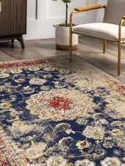 Vintage Desenli Halı, Pamuk Dokuma Pamuklu Taban Dekoratif Halı Kilim 42 - 60 x 100