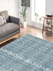 Vintage Desenli Halı, Pamuk Dokuma Pamuklu Taban Dekoratif Halı Kilim 46 - 60 x 100