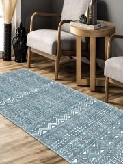 Vintage Desenli Halı, Pamuk Dokuma Pamuklu Taban Dekoratif Halı Kilim 46 - 60 x 100
