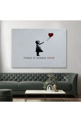 Banksy Kırmızı Balonlu Kızın'ın Her Zaman Umut Vardır Yazılı Tablosu-5012