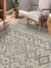 Vintage Desenli Halı, Pamuk Dokuma Pamuklu Taban Dekoratif Halı Kilim 48 - 60 x 100