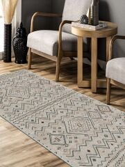 Vintage Desenli Halı, Pamuk Dokuma Pamuklu Taban Dekoratif Halı Kilim 48 - 60 x 100
