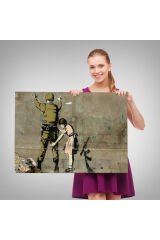 Bansky'nin Askeri Arayan Küçük Kız Eseri Kanvas Tablo-5013