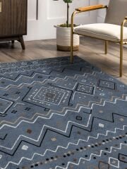 Vintage Desenli Halı, Pamuk Dokuma Pamuklu Taban Dekoratif Halı Kilim 51 - 60 x 100