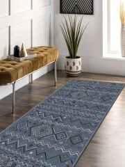 Vintage Desenli Halı, Pamuk Dokuma Pamuklu Taban Dekoratif Halı Kilim 51 - 60 x 100