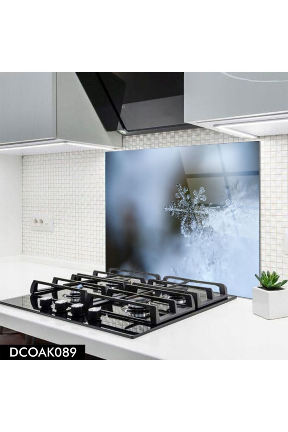 Disegno Cam Ocak Arkası Koruyucu | Kar Tanesi Desenli