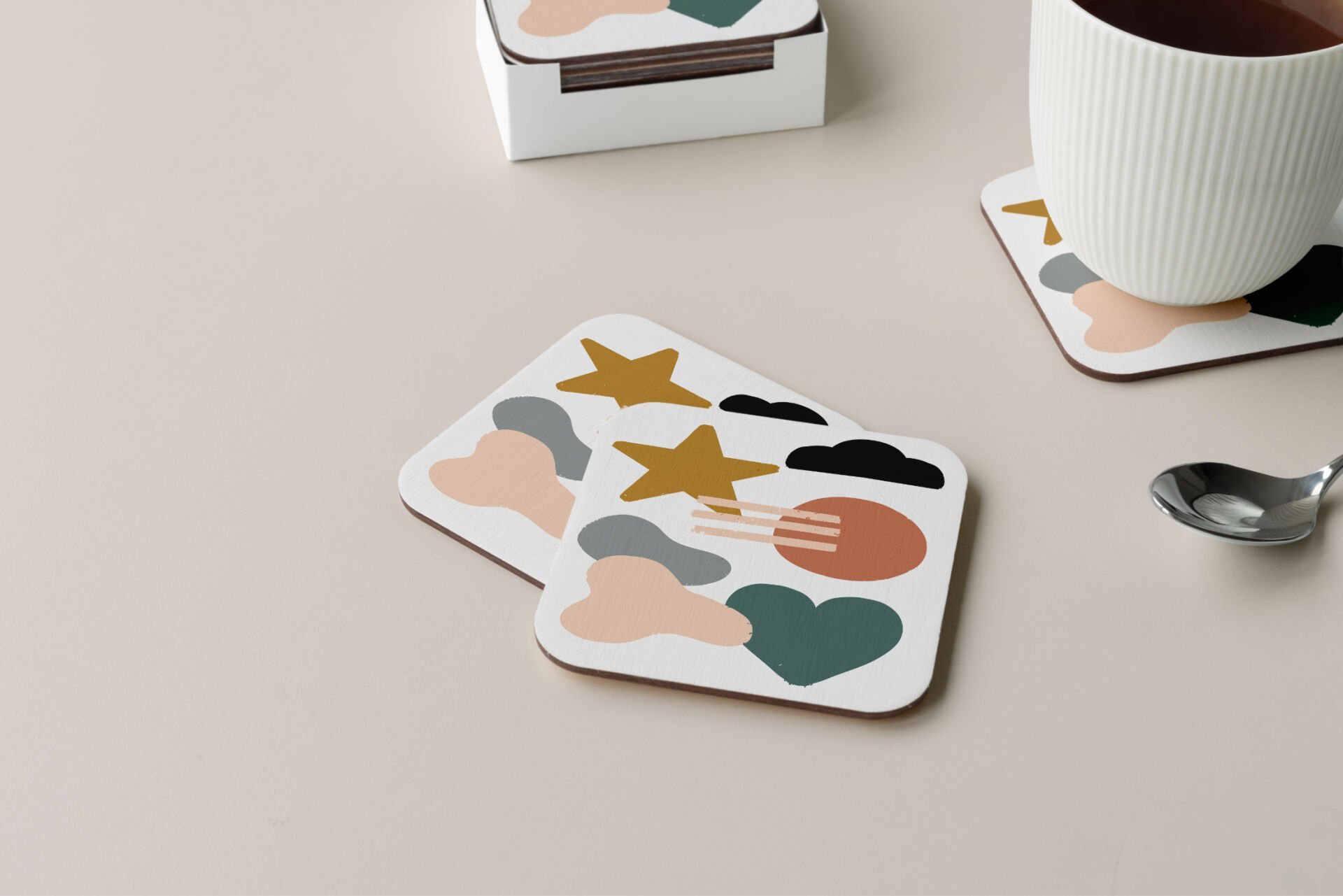 Dekoratif Bardak Altlığı Minimal Desen 244