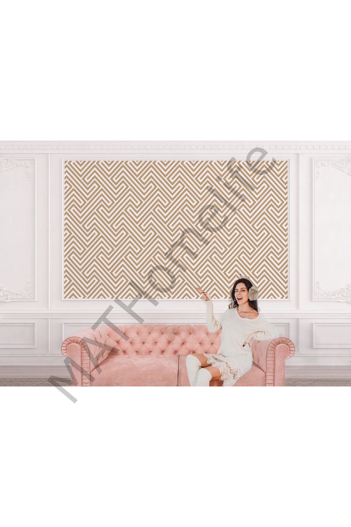 Pastel Renkli Geometrik Desenli Duvar Kağıdı-5782