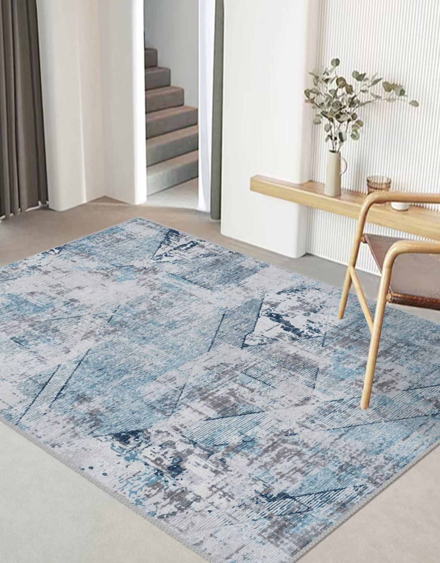 Vintage Desenli Halı, Pamuk Dokuma Pamuklu Taban Dekoratif Halı Kilim 59 - 60 x 100