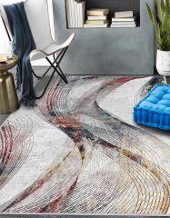 Vintage Desenli Halı, Pamuk Dokuma Pamuklu Taban Dekoratif Halı Kilim 63 - 60 x 100