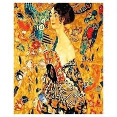 Kanvas Gustav Klimt Genç Kadın Sayılarla Boyama Seti Kasnaklı