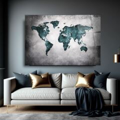 Harita Cam Tablo Özel Tasarım Ofis, Mutfak Çocuk Odası, Salon Dekorasyon