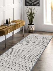 Vintage Desenli Halı, Pamuk Dokuma Pamuklu Taban Dekoratif Halı Kilim 79 - 60 x 100