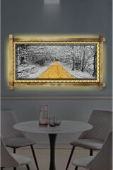 Orman Sarı Yol LED IŞIKLI RUSTİK kanvas tablo K