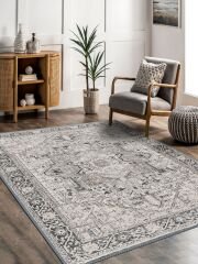 Vintage Desenli Halı, Pamuk Dokuma Pamuklu Taban Dekoratif Halı Kilim 80 - 60 x 100